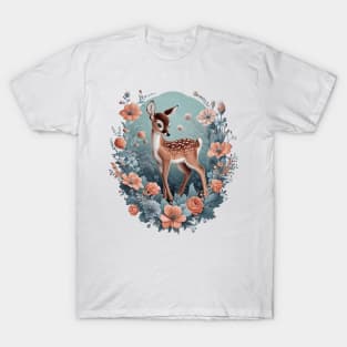 Cottagecore Floral Deer Aesthetic T-Shirt